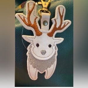 Portland Leather White and Brown Deer Bag Charm Bag Flair - NEW